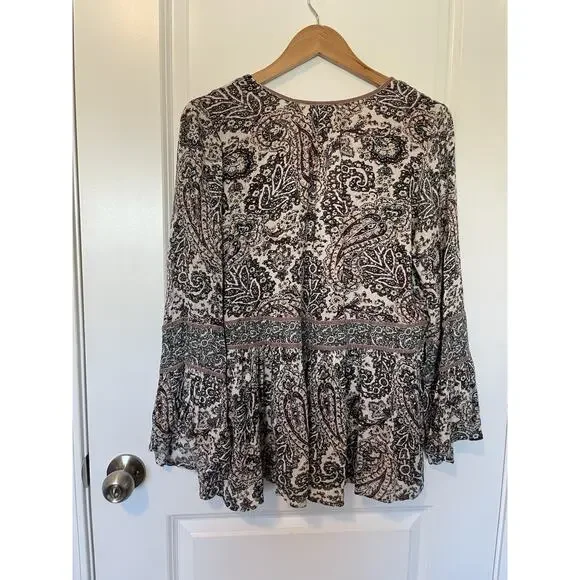 American Eagle Women's Top Lg Flowy Beachy Romantic Boho Festival Peasant Hippie - Picture 3 of 14